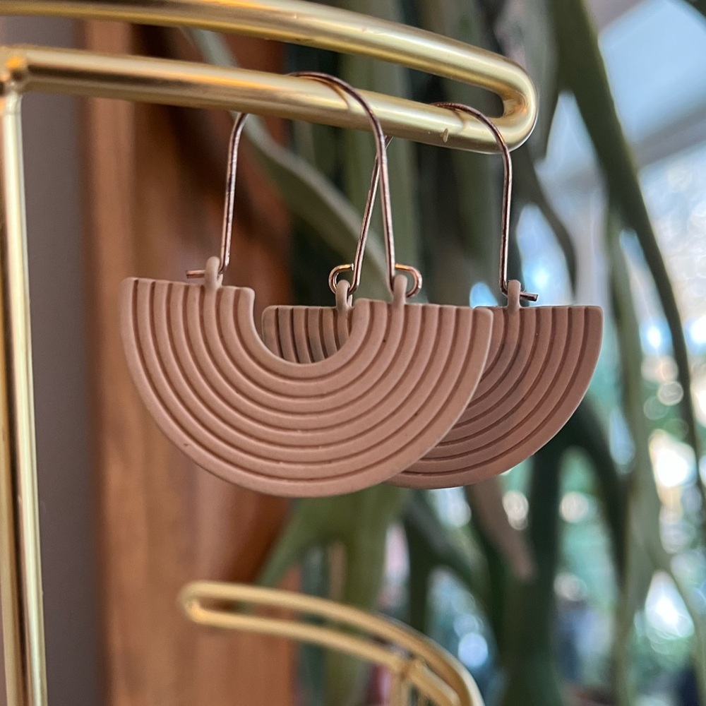 Elegant Tan Half-Moon Earrings